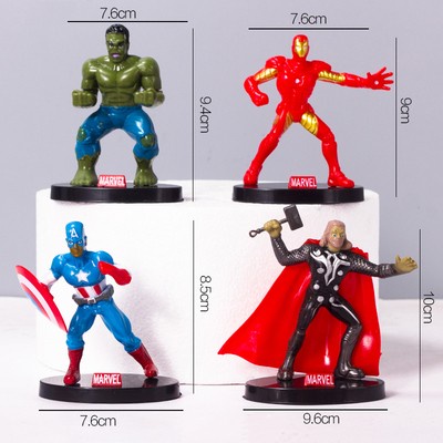 Mainan Action Figure Marvel Avengers Set Isi 4 Topper Cake Hiasan Kue