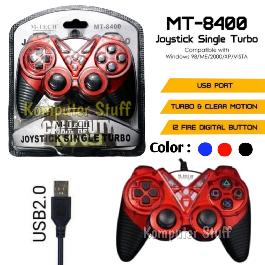 Gamepad Stick Single Turbo Getar USB Port Di PC Laptop Komputer M-Tech MT-8400