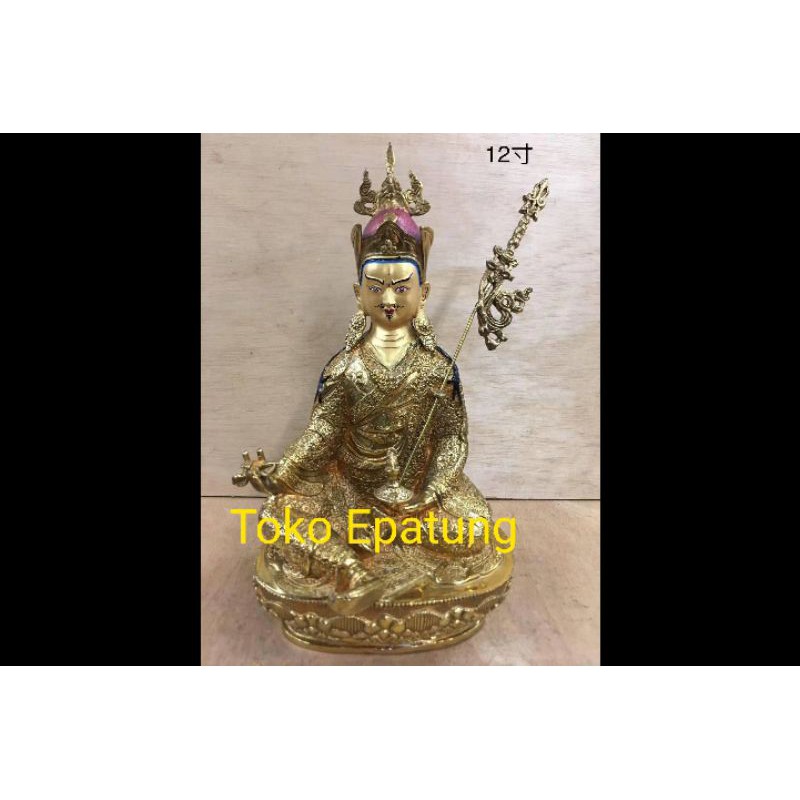 patung tibet guru padmasambhava - kuningan - 12 inch