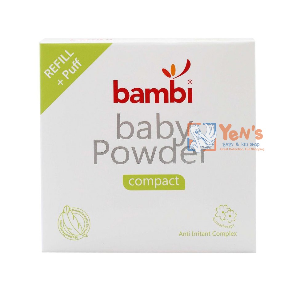 Bambi Baby Compact Powder 40gr - Refill | Bedak Padat Bayi Kulit Normal - Sensitif | Aromatherapy