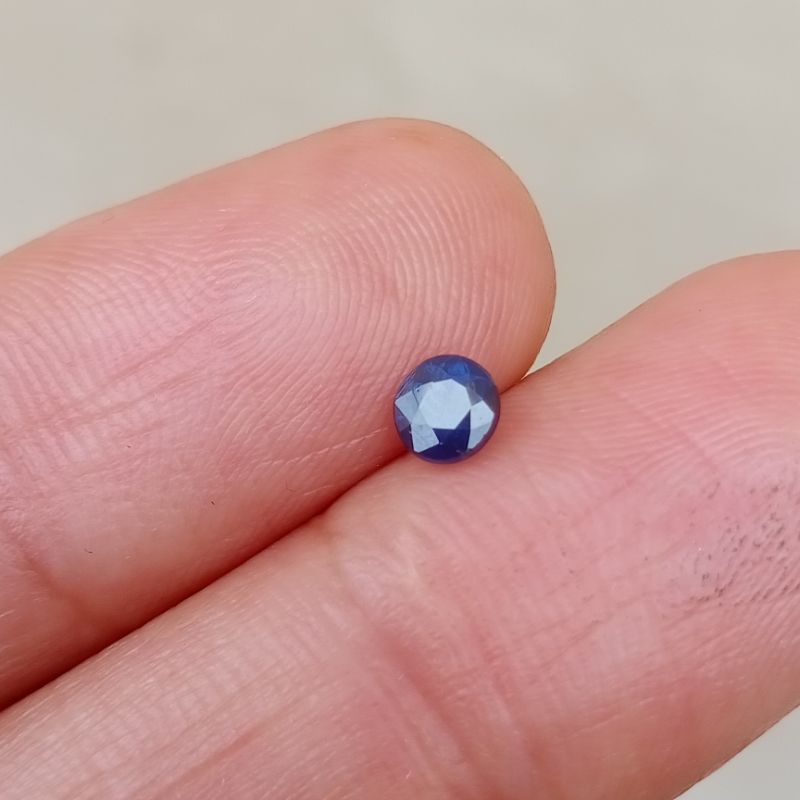 Batu asli natural blue saphire mini - blue safir round cut - kualitas bagus