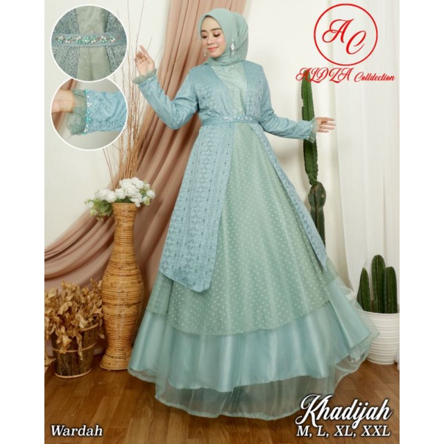 Gamis Tile Outer Mutiara| Gamis Khadijah Brokat Malika| Gamis| Gamis pesta| Gamis wisuda| Gamis Kondangan| Gamis Cardigan| Dress Pesta Mewah |Gamis Brokat| Gamis Tile