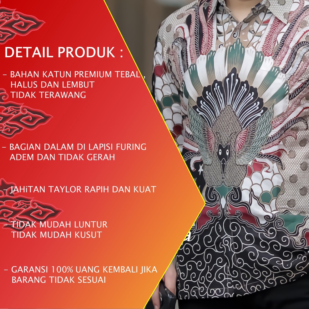 Batik Pria Lengan Panjang Premium Modern Full Furing Original Produksi Batik Aluna Solo PCW 005