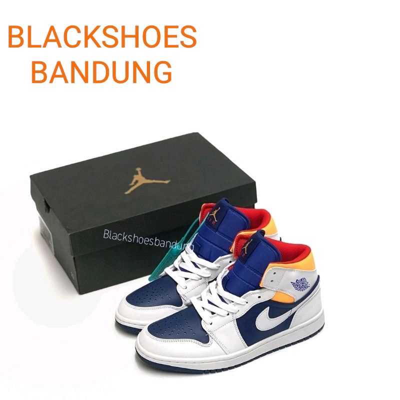 AIR JORDAN 1 MID DEEP ROYAL BLUE LASER ORANGE