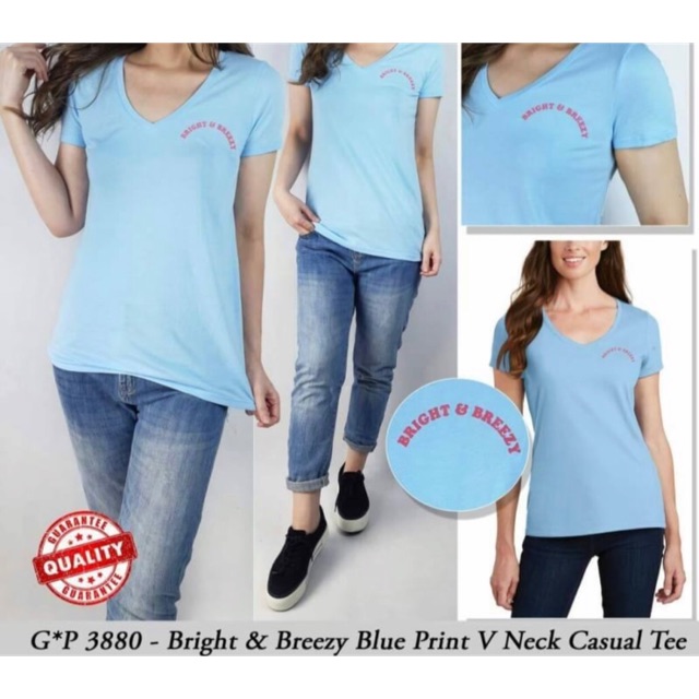 T shirt GAP V NEck untuk wanita