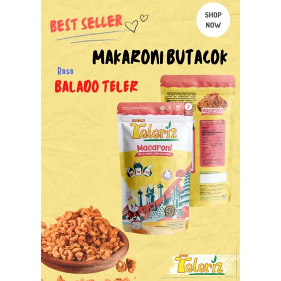 

Makaroni BuTaCok Balado Teler 50gram + (ekstra 10%)