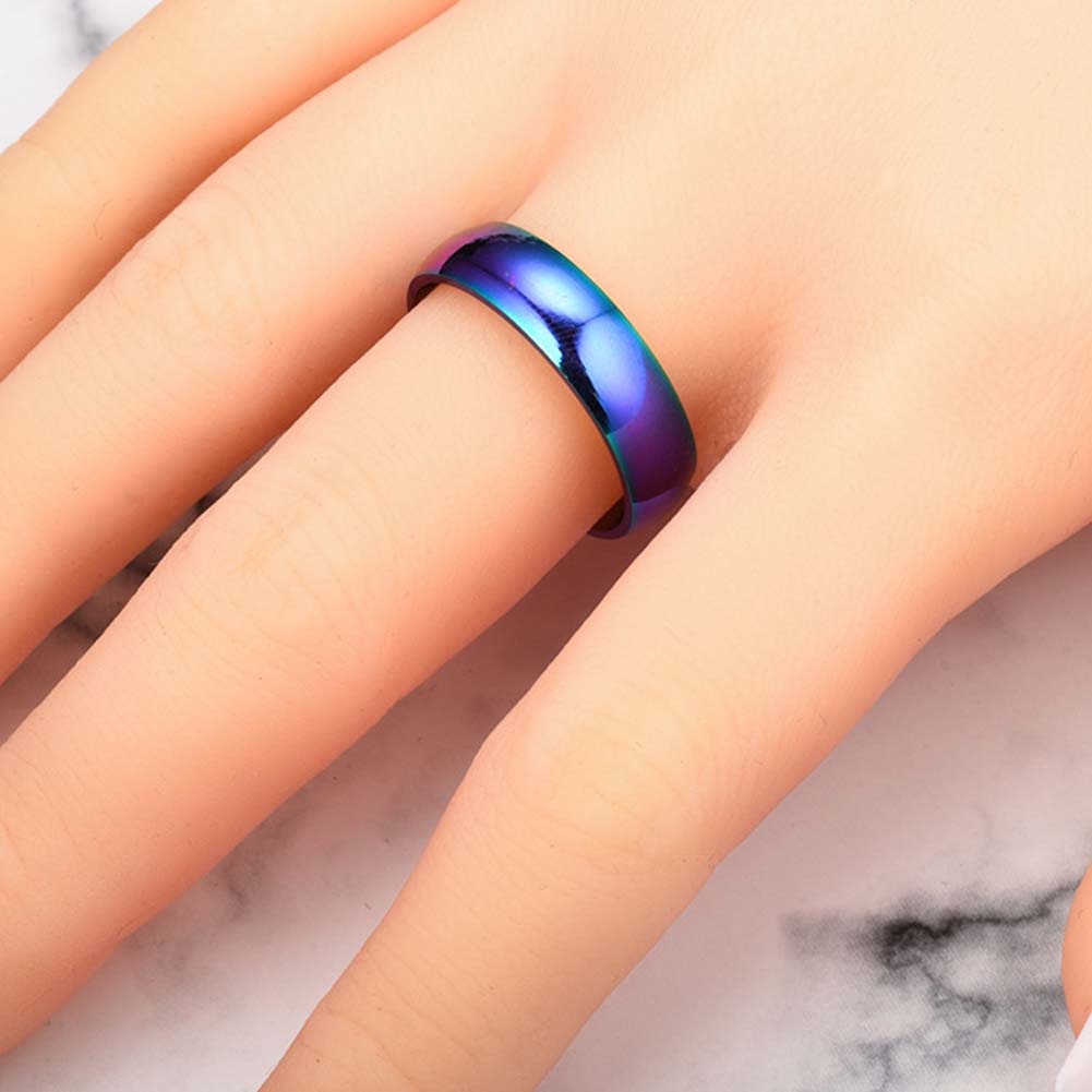 Hu Hu Hu Hu Hu Alat Bantu Pasang Kacamata♡ Cincin Pasangan Bahan Stainless Steel Warna Pelangi Untuk Hadiah Pernikahan