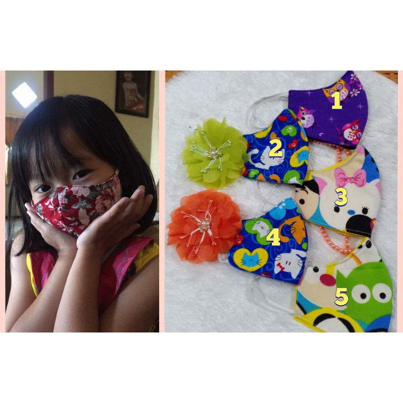 masker anak motif lucu cantik