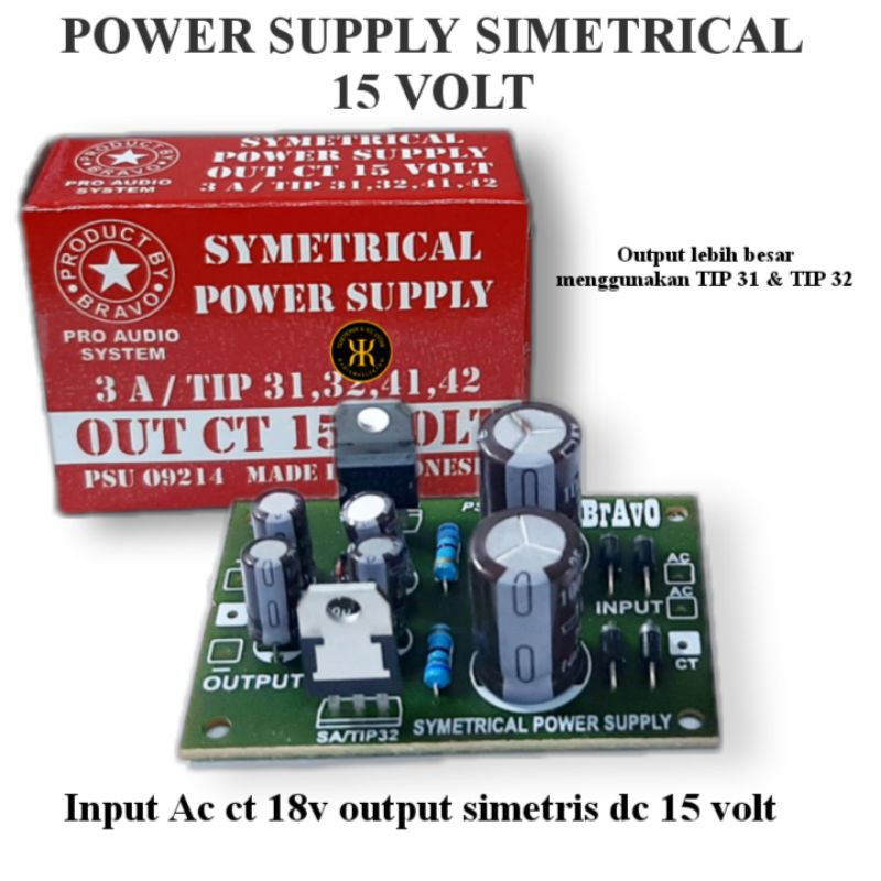 POWER SUPPLY SIMETRICAL CT 15 VOLT REGULATOR SIMETRIS