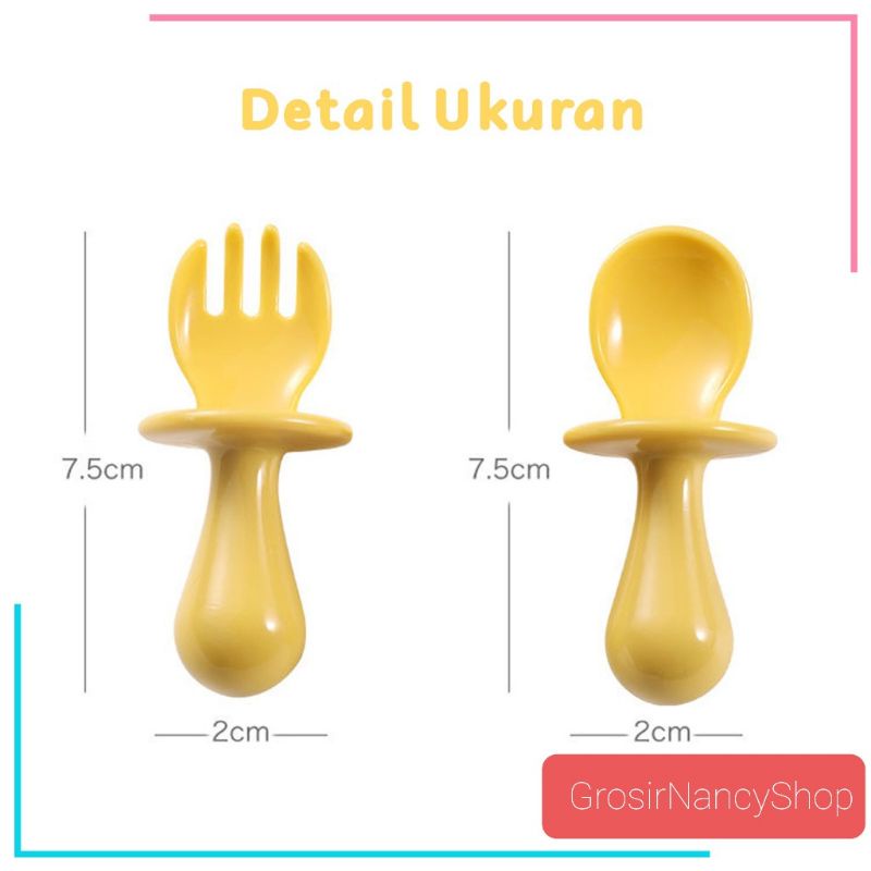 Set Sendok + Garpu Bayi Gagang Pendek Untuk Bayi