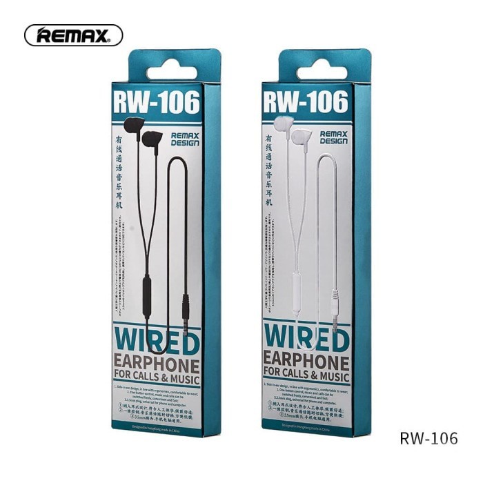 REMAX Wired Earphone For Calls &amp; Music RW-106