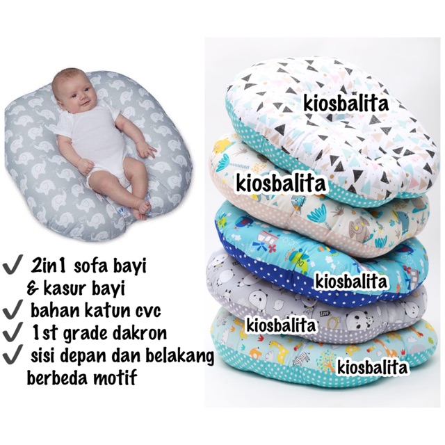 TEMPAT TIDUR BAYI KASUR BABY / KASUR BAYI SILIKON NYAMAN / NEWBORN BABY LOUNGER MOTIF LUCU