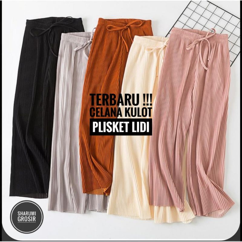 TERBARU CELANA KULOT PLISKET LIDI / CELANA KULOT PLISKET LIDI PREMIUM TEBAL