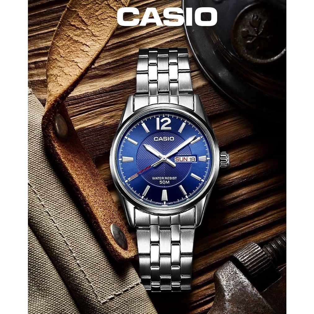 [ PROMO ] Jam Tangan Pria Casio MTP-1335D-2A / MTP 1335D 2A Analog Blue Dial Original Stainless Stee