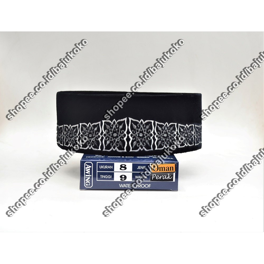 Songkok Awing Bordir Oman Peci Hitam Kopyah Awing Original