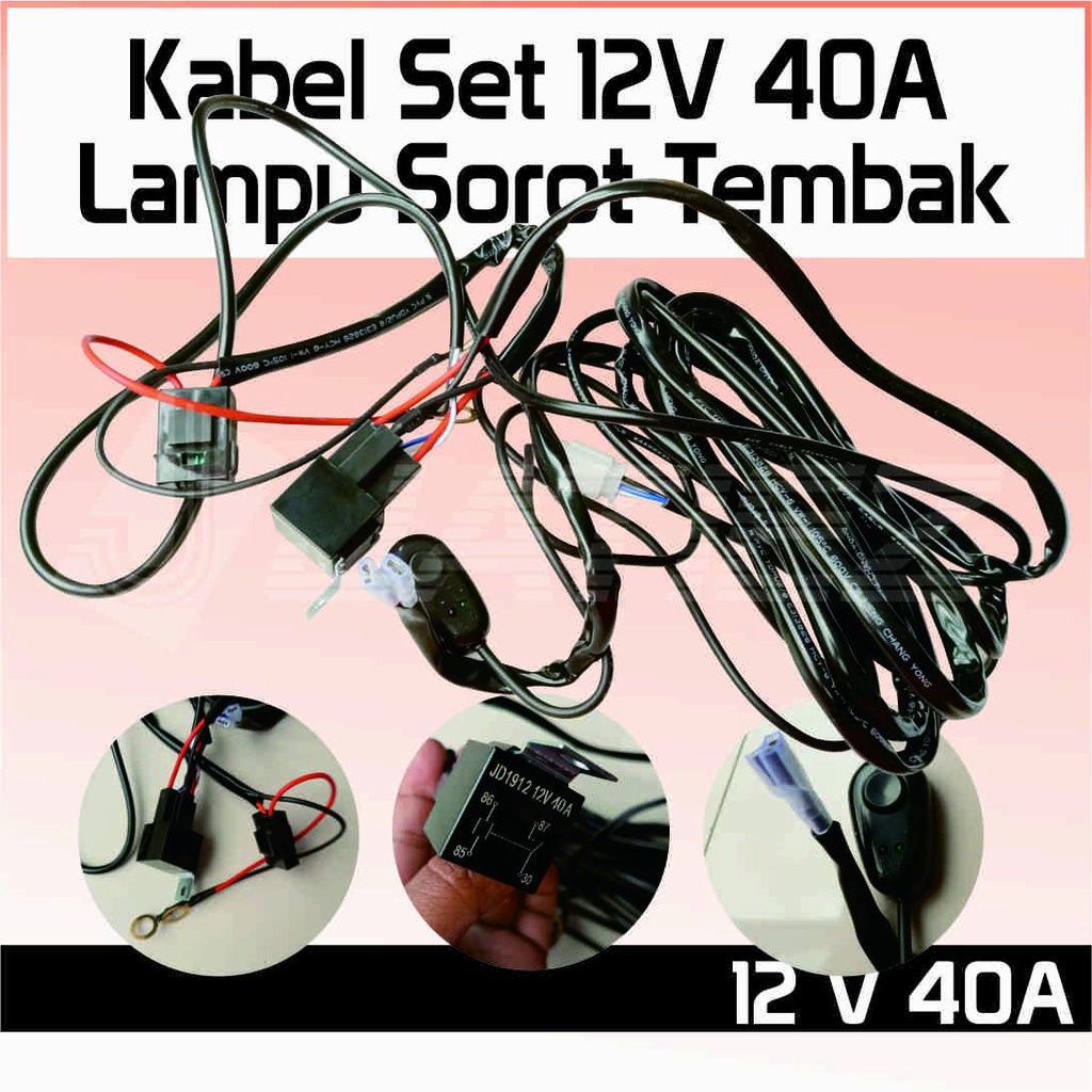 Wiring Kabel Lampu Tembak Led Bar Remot Strobo Relay &amp; Fuse 12V-24V