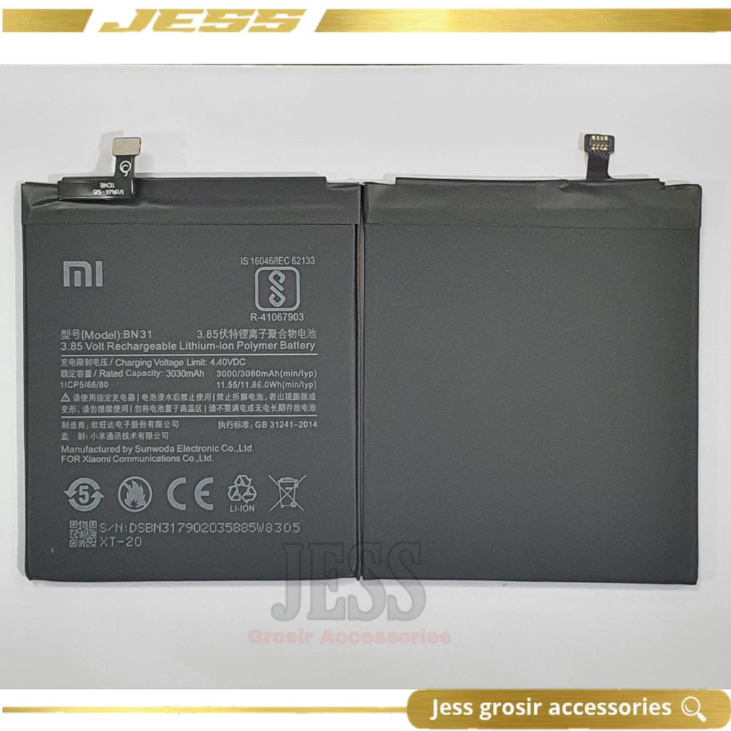 Baterai Battery Original Xiaomi BN31 Redmi MI5X MI 5X MI A1 Note 5A 5A Pro Mi S2 Note 5 Prime Y1 LTE