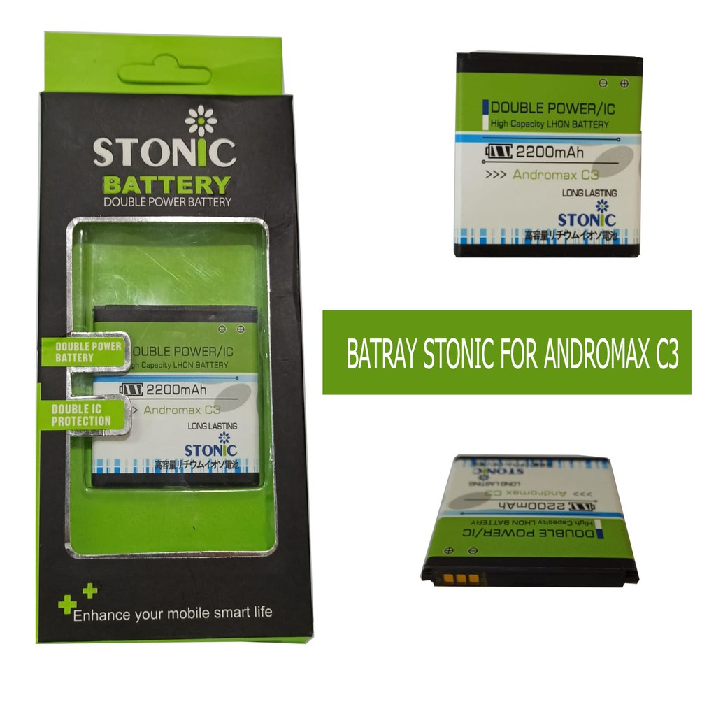 Battery Stonic Double Power IC Protection Battrai Andromax Smartfren C3 / H11308 Batre