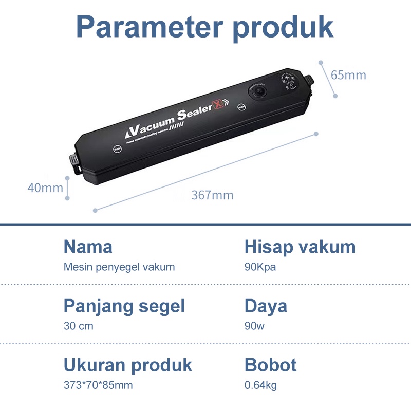 Amazefan  90KPa Hisap Besar Vacum Sealer Makanan Food Vacuum Mesin Vacuum Sealer Mesin Vacuum Bag Travel Vacuum And Vakum Bag Plastik Saver Food Vacum Plastic Sealer Mesin Pengemas Vakum VacuUm Vacum Sealer Makanan Basah Dan Kering Snack Vacum Sealer