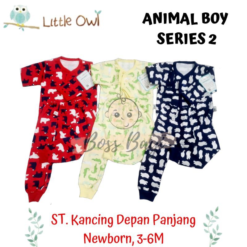 LITTLE OWL Setelan Panjang Kancing Depan Bayi Anak Newborn 3-6bulan Boy Series