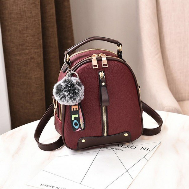 MJS 337 - RANSEL MINI WANITA FREYA POM-POM