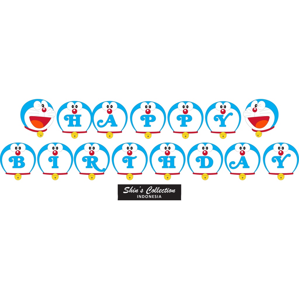 Banner happy birthday Doraemon set