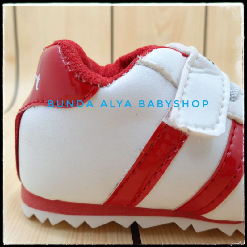 Sepatu Anak Laki Laki Usia 2 3 4 Tahun Sport PUTIH MERAH Size 24 - 30 - Sepatu Anak Cowok Sneakers SALE Alas Karet