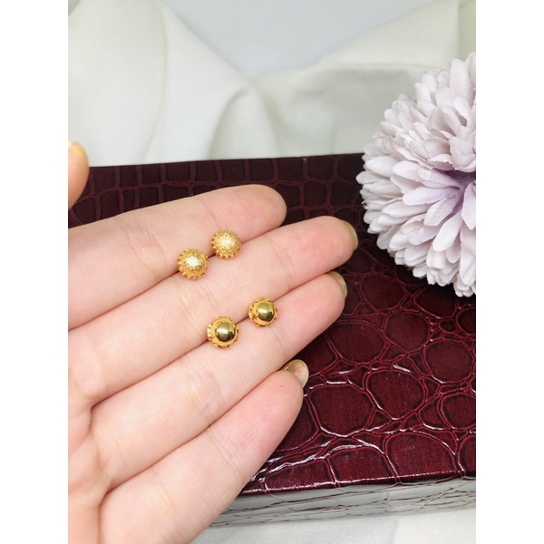 Anting tusuk bola motif cantik emas 24k Xuping