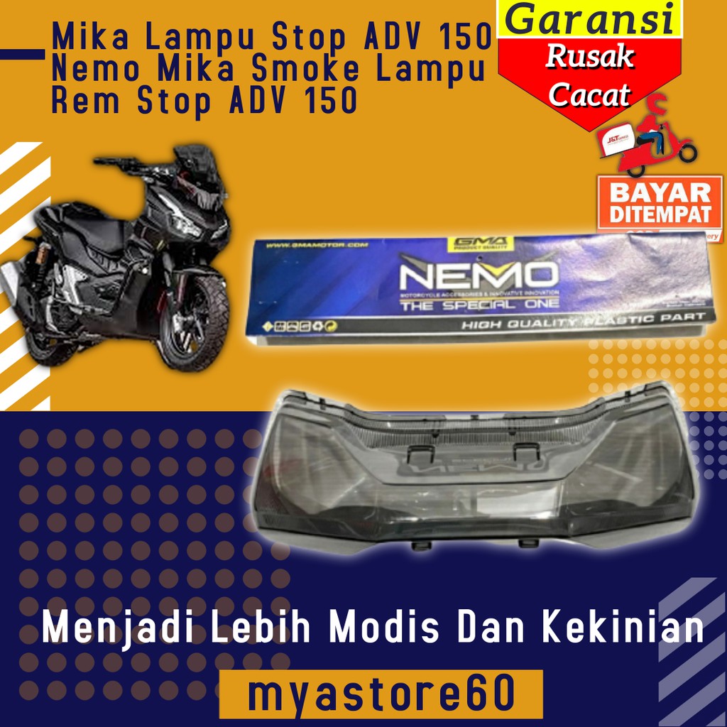 Cover Tutup Mika Lampu Stop ADV 150 Nemo Mika Smoke Lampu Rem Stop Honda ADV 150