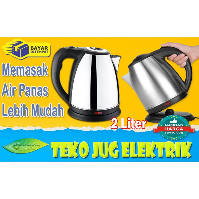 [ COD ] Teko listrik Kettle Electric Kapasitas 2 LITER /  Pemanas Air Pembuat Kopi Teh / teko kans jug kettle pemanas perus air panas dingin es kopi teh susu mi gelas hotel apartement kost kontrakan bisa di lepas hemat tempat multifungsi