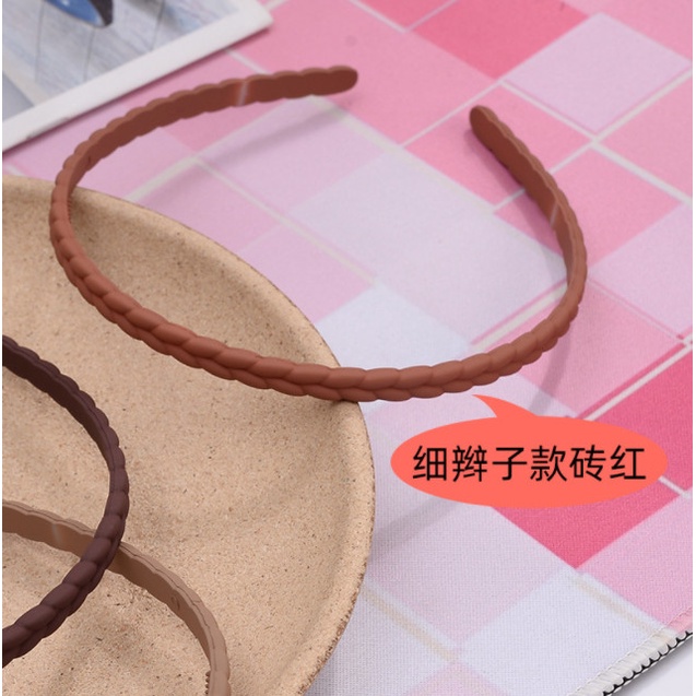 Bando Bandana Korea Wanita Plastik Tipis Polos Kepang 0.5 cm Anthony