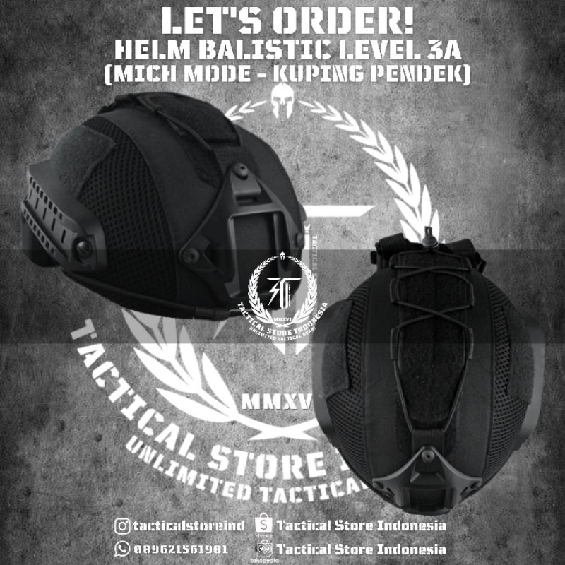 PROMO DISCOUNT Helm Tactical Balistic Level 3A Kuping Pendek - HITAM