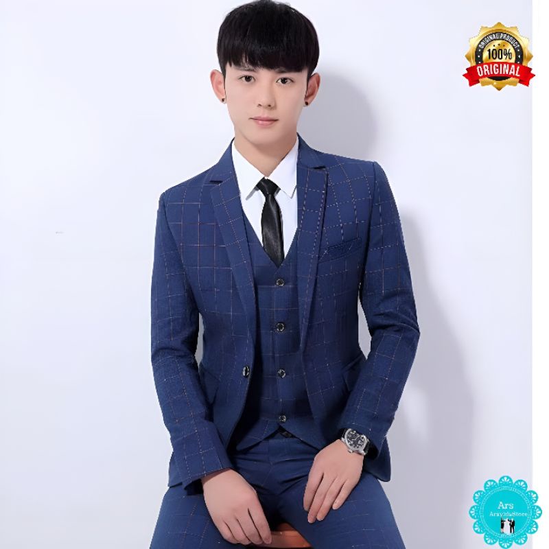 Setelan Jas Blazer Motif Kotak/Jas Blazer Pria
