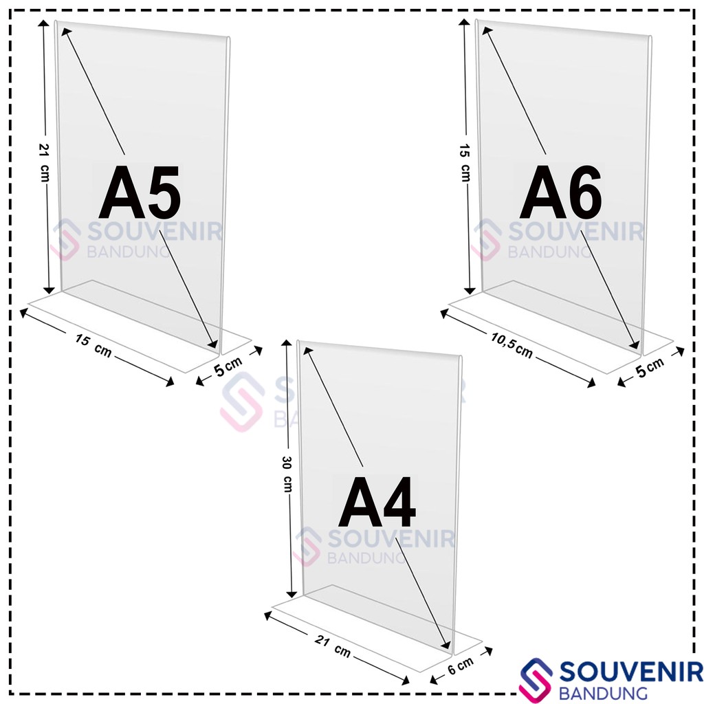 Display menu akrilik Standing Acrylic Papan Tempat Meja Minimalis Untuk Brosur ukuran A6 A5 A4