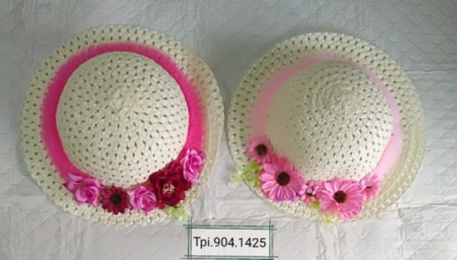 Topi pantai anak cewek hawaiian / floopy hat 2-5 tahun