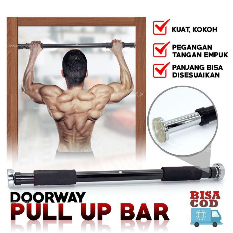 (Bisa cod) Tiang Latihan Pull Up Pintu Solid Grip 62-100cm
