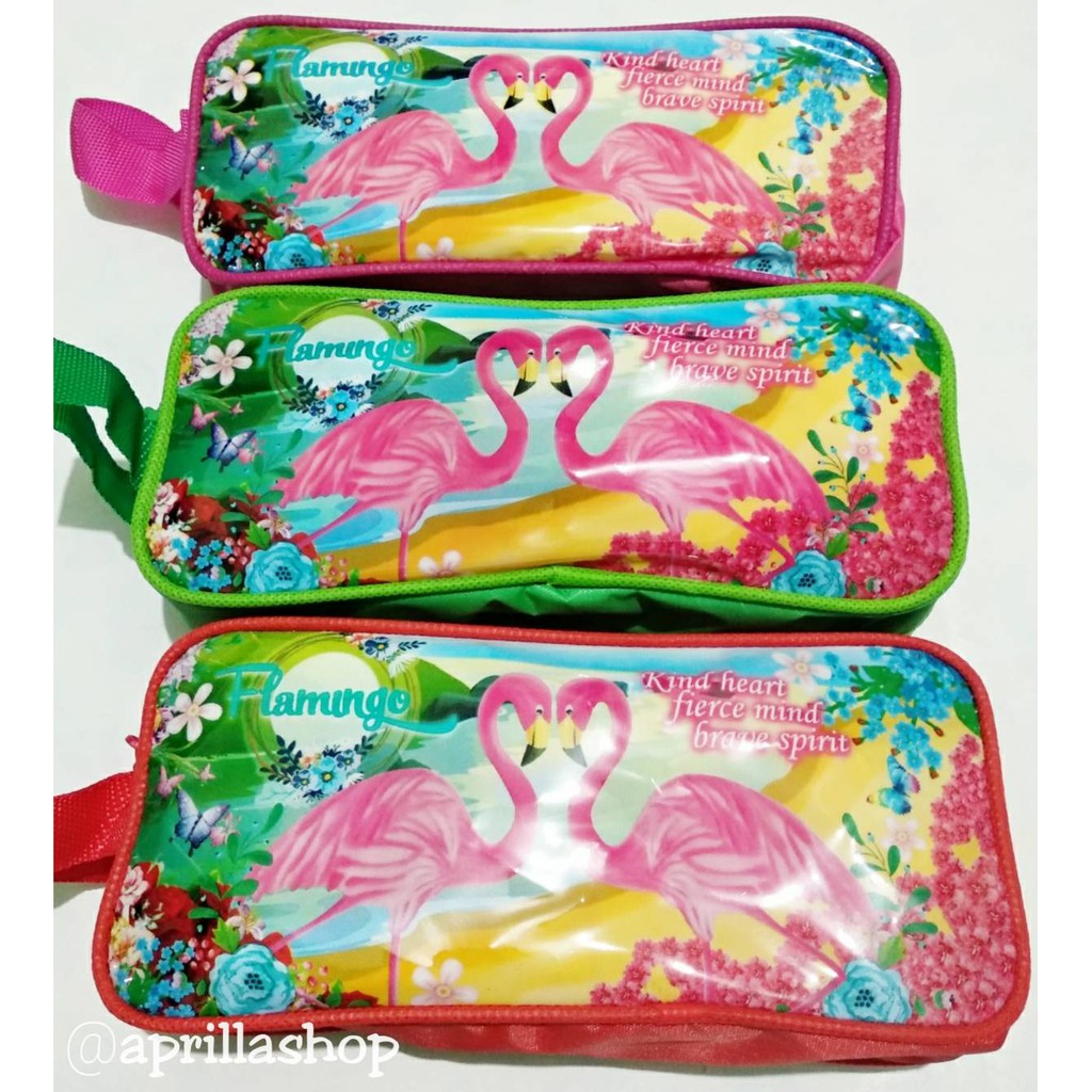 Tempat Pensil Karakter Kain Murah / kostak pensil lucu-Flaminggo