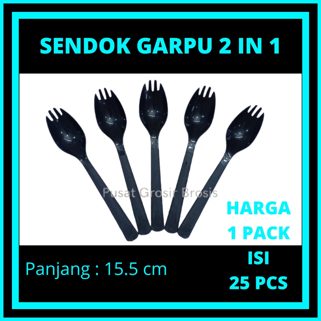 (25pcs) - Sendok Plastik 2 in 1/ Sendok Garpu Plastik 2 in 1 / (25pcs) Sendok Garpu 2in 1/Sendok Gar