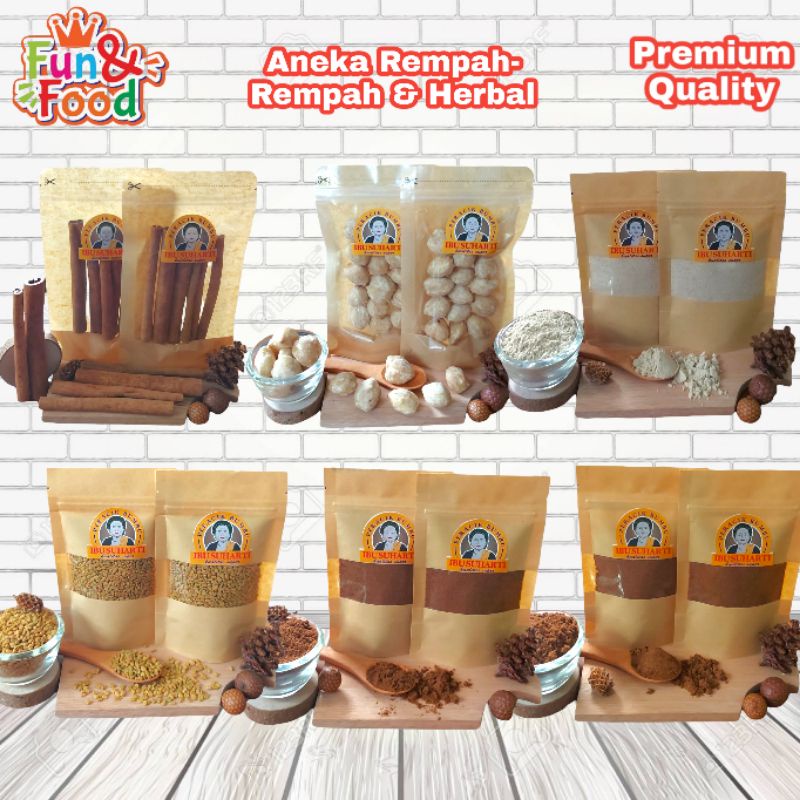 

IBU SUHARTI - Aneka Rempah Bumbu Rendang Gulai Kencur Cengkeh Lawang Ngo Hiong Pala Halba Kemiri Kayu Manis Powder Kualitas Premium