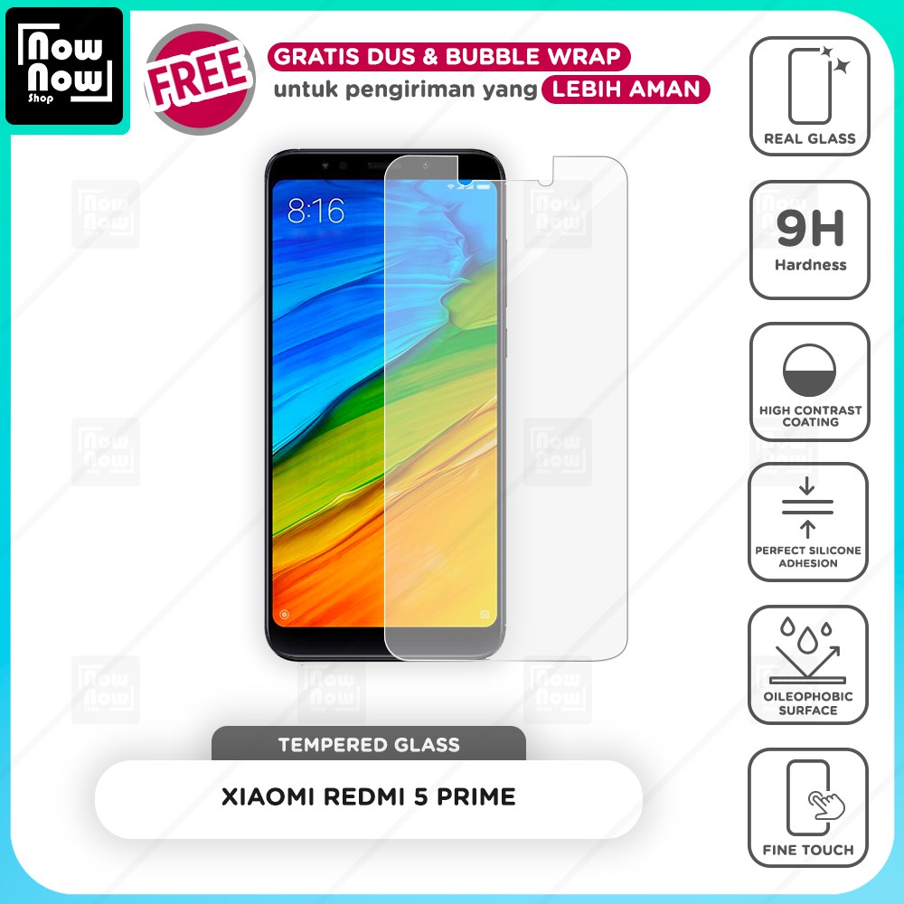 Tempered Glass Anti Gores Xiaomi Redmi 5 Prime Screen Guard Protector 9H Kaca Temperglass