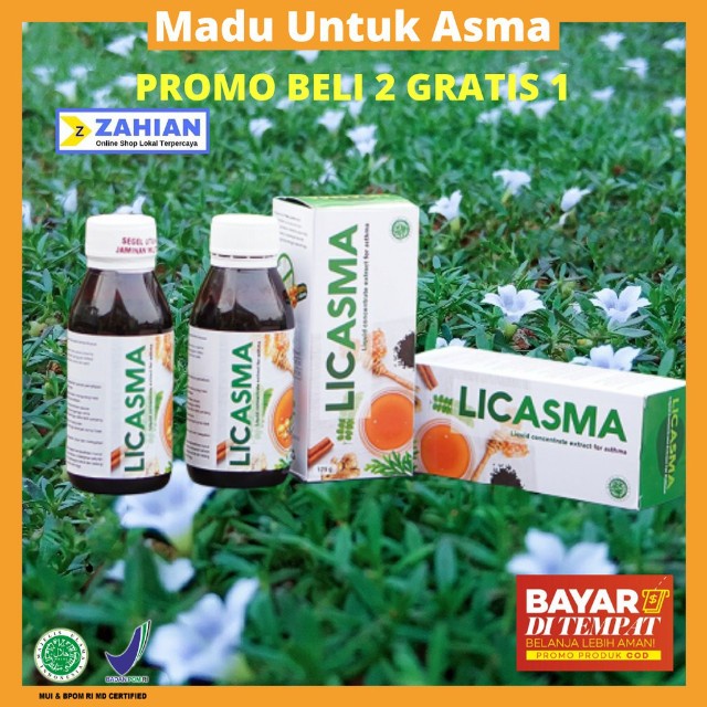 LICASMA Madu Untuk asma batuk dahak tenggorokan Ispa 100% Original Herbal Halal Mui Beli 2 Gratis 1