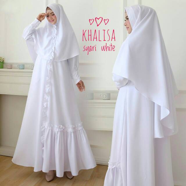 GAMIS KHALISA WHITE SYARI PUTIH