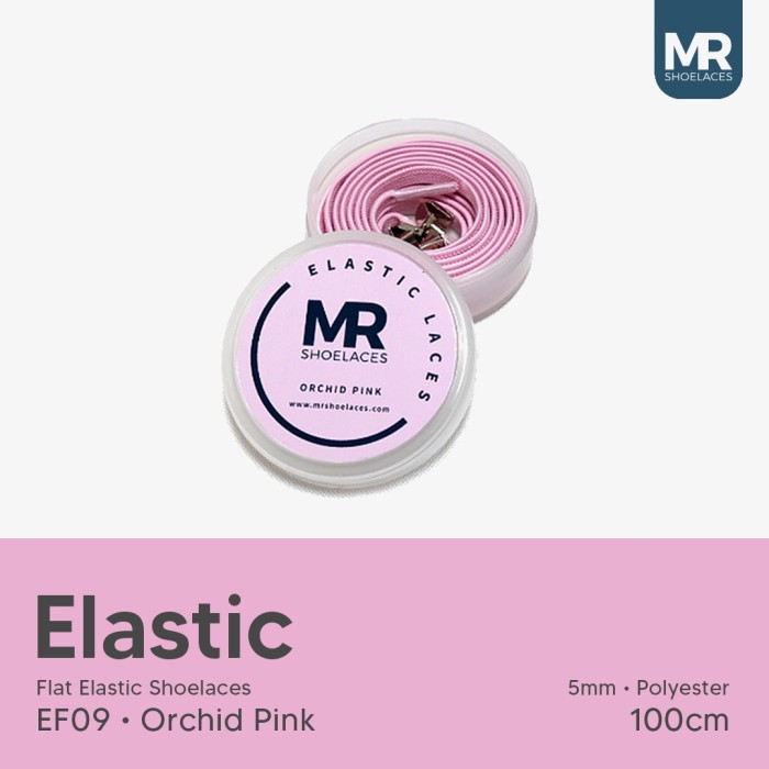 MR Shoelaces EF09 Elastic Pink Orchid Tali Sepatu Flat Elastis 100cm