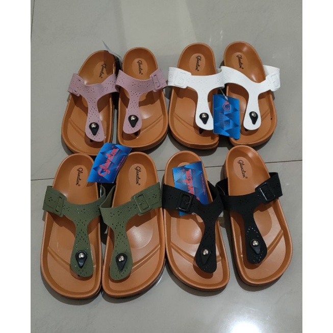 sandal glanzton 8059-6JPT GESPER motif rajut sandal jelly wanita