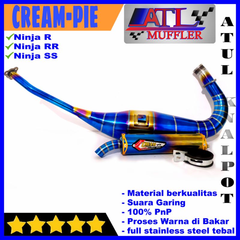 KNALPOT CREAMPIE MODEL STANDAR BLUEMOON DAN TITAN NINJA 150 R RR SS FULL STAINLESS ANTI KARAT SUARA