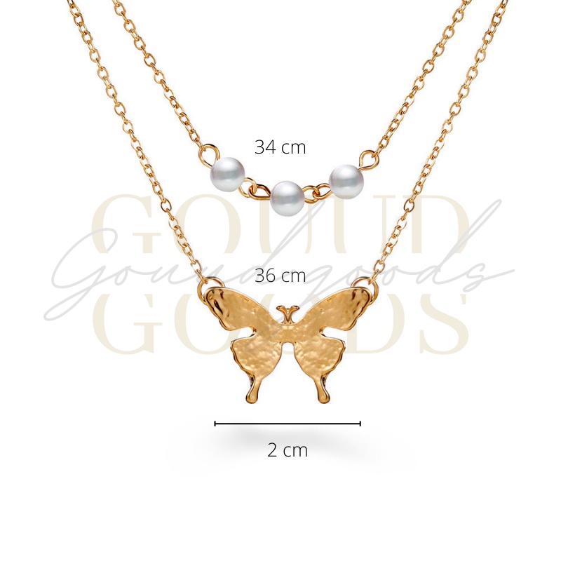 Butterfly Pearl necklace / Kalung Wanita Korea Aksesoris Necklace