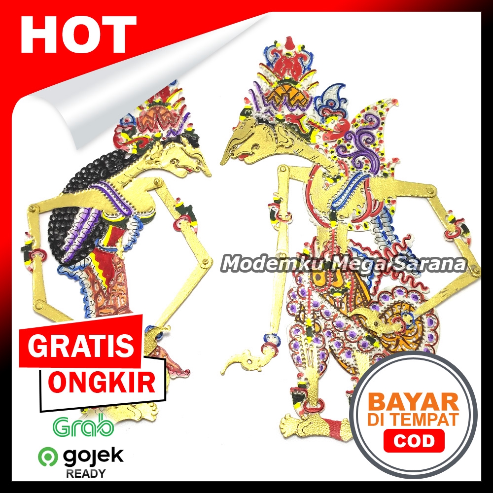 Wayang Kulit Mini Super Halus 20 Cm Tanpa Gagang - Rama Shinta Mahar - Motif Original