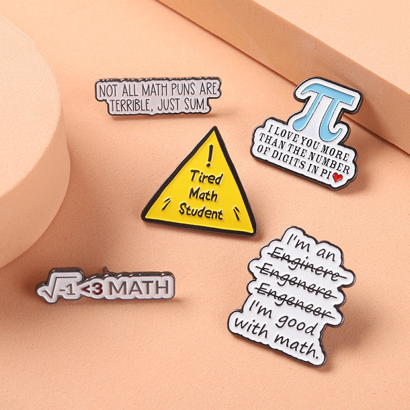 I Love Math Enamel Pins Novelty Message Badges Button Bag Hat Backpack Lapel Pin Gifts for Math Geeks Mathematician