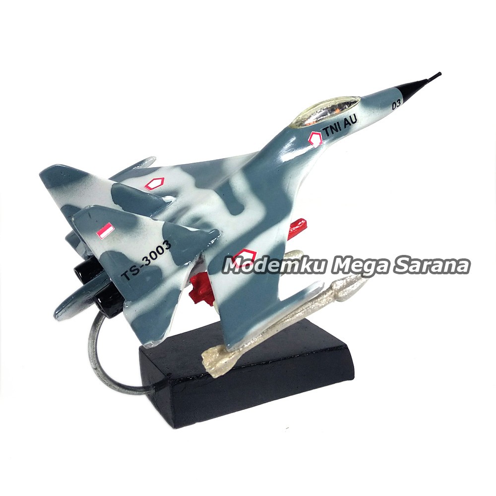 Miniatur Pesawat Tempur TNI Sukhoi SU-30 TS 3003 19x13x12cm - Fiber Glass - Packing Kayu