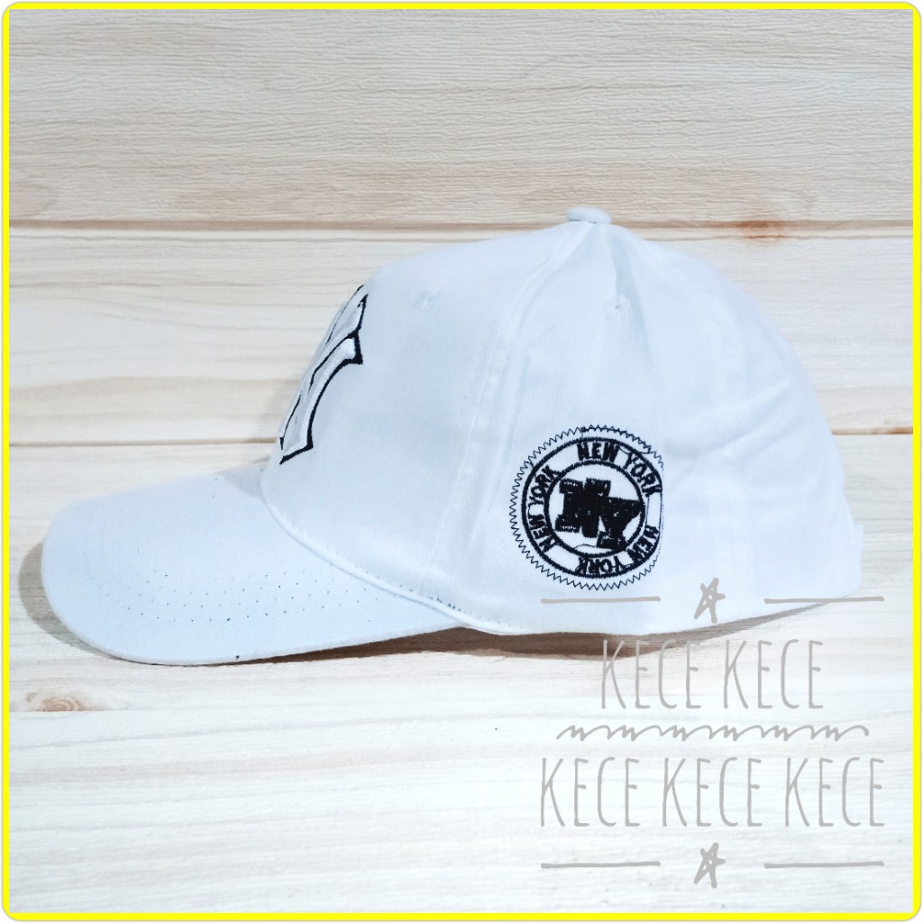 Topi Baseball Putih Logo NY Bordir Kekinian